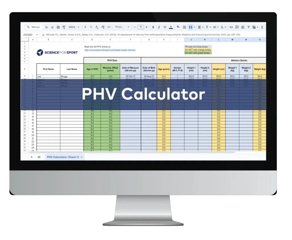 peak height velocity calculator